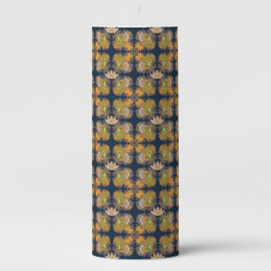 Boho Beauty Gold and Dark Blue Modern Style Pillar Candle