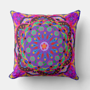 Boho Beauty Purple and Pink Floral Throw Pillow