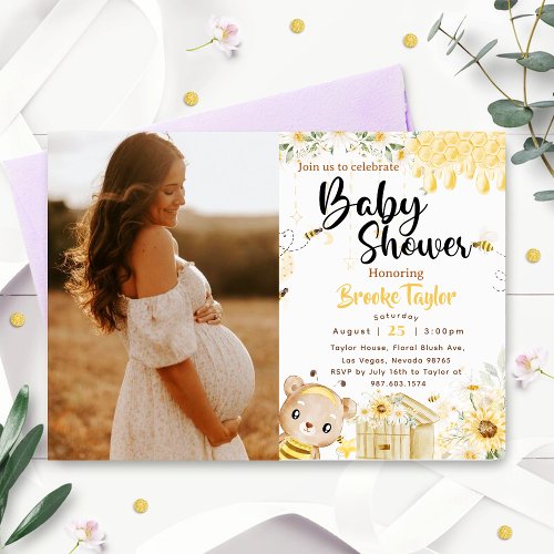  Boho Bee  Baby Shower Invitation