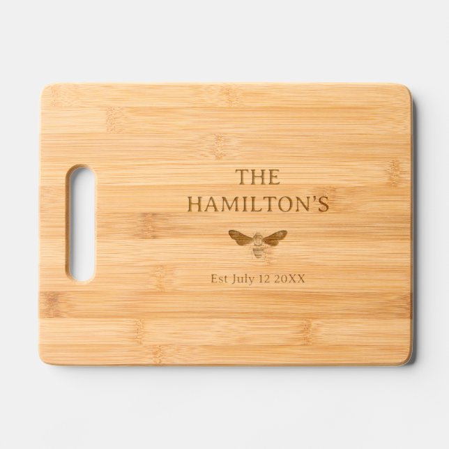 Boho Bee Custom Established Engraved Cutting Board (Front)