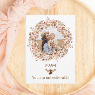 Boho Bee Watercolor Floral Custom Mothers Day Holiday Card