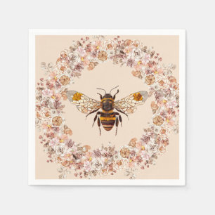 Boho Bee Watercolor Wildflower Napkins