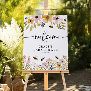 Boho Bee & Wildflower Baby Shower Welcome Foam Board
