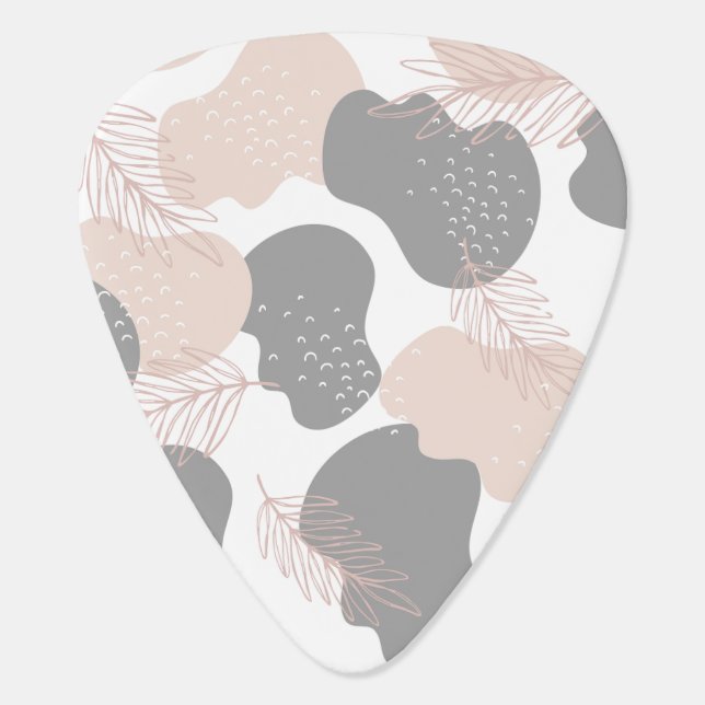 Boho Beige and Gray Abstract Pattern Guitar Pick (Back)
