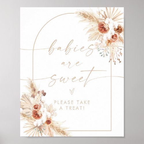 Boho Beige Babies Are Sweet Baby Shower Dessert Poster