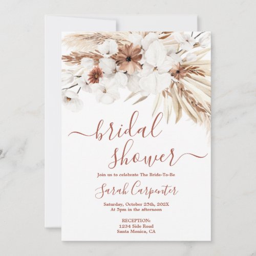 Boho Beige Bridal Shower Invitation