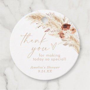 Boho Beige Bridal Shower Thank You Favor Tags