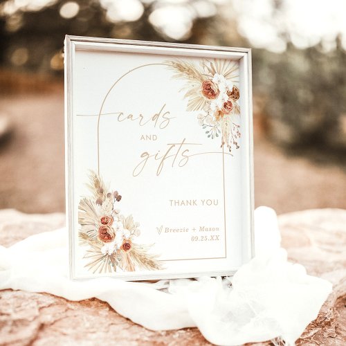 Boho Beige Cards  Gifts Sign  Arch Pampas Grass