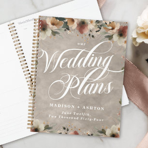 Boho Beige Cottagecore Floral Watercolor Wedding Planner