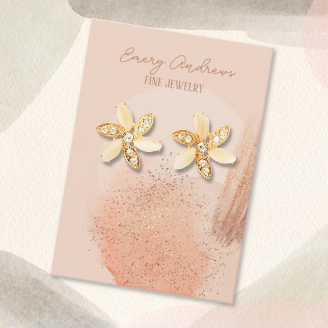 Boho Beige Designer Jewelry Earring Holder Display Business Card (Creator Uploaded)