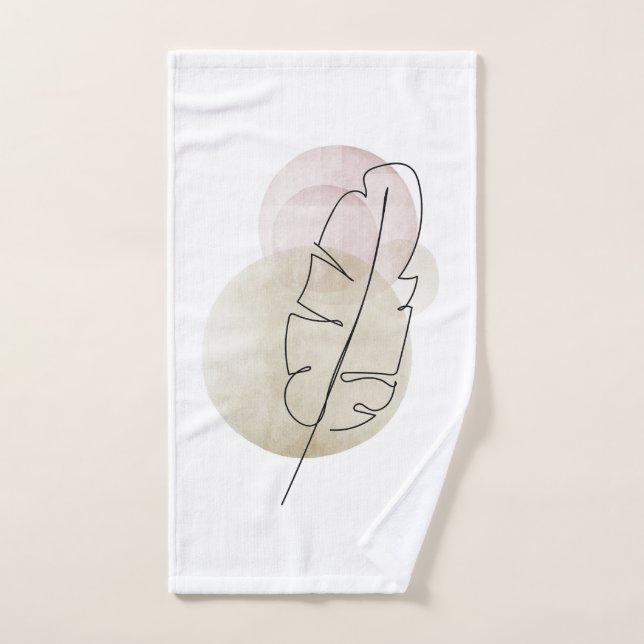 Boho beige feather hand towel  (Hand Towel)