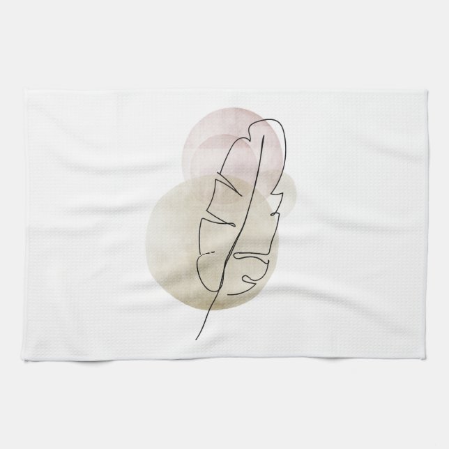 Boho beige feather kitchen towel (Horizontal)