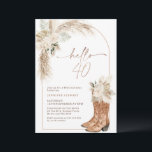 Boho Beige Floral Boots Hello 40th Birthday Invitation<br><div class="desc">Boho Beige Floral Boots Hello 40th Birthday Invitation

40th birthday invitation featuring a cowgirl boots,  and lovely beige floral arrangements,  modern calligraphy heading and and arched shape.  Ideal for someone looking for neutral colored western themed 40th birthday invitation.</div>