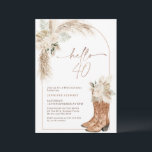 Boho Beige Floral Boots Hello 40th Birthday Invitation<br><div class="desc">Boho Beige Floral Boots Hello 40th Birthday Invitation

40th birthday invitation featuring a cowgirl boots,  and lovely beige floral arrangements,  modern calligraphy heading and and arched shape.  Ideal for someone looking for neutral colored western themed 40th birthday invitation.</div>
