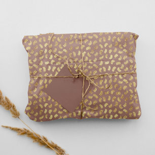 Boho Beige Golden Paint Strokes #B08B82 Tissue Paper