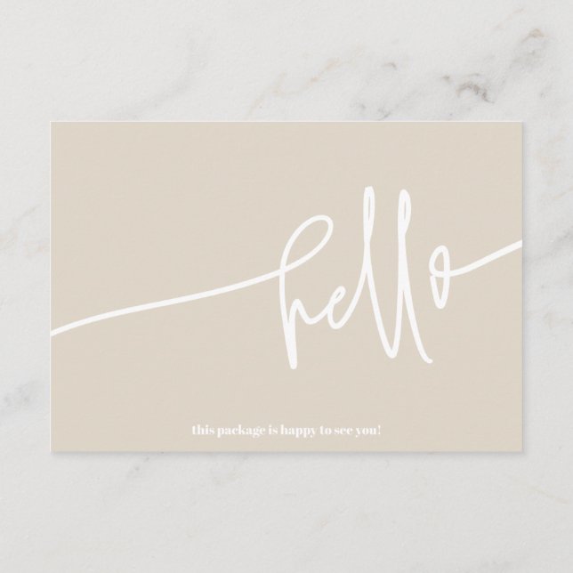 Boho Beige Hello Thank You Order Small Business Enclosure Card (Back)