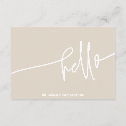 Boho Beige Hello Thank You Order Small Business Enclosure Card