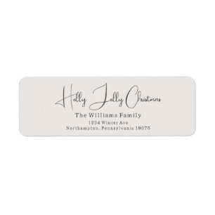 Boho Beige Holly Jolly Christmas Return Address Label