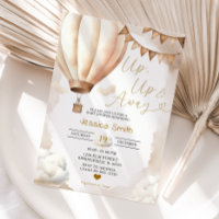Boho Beige Hot Air Balloon Up Up Away Baby Shower