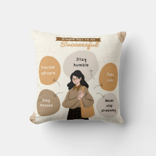 Boho Beige Inspirational Illustrative Quote Throw Pillow