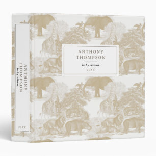 Boho Beige Jungle Animals Safari Chinoiserie Album 3 Ring Binder