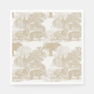 Boho Beige Jungle Animals Safari Chinoiserie Napkins