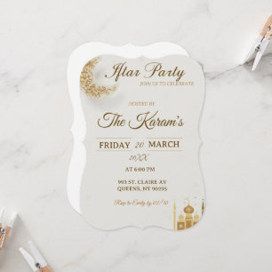 Boho Beige Minimalist Mosque Ramadan Iftar Party  Invitation