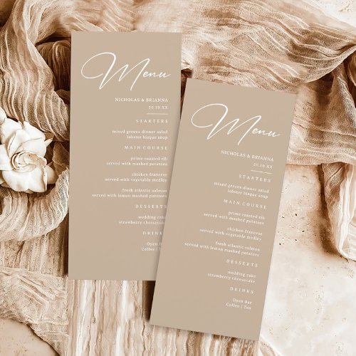 Boho Beige Neutral Wedding Menu