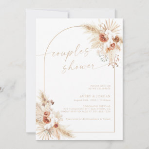 Boho Beige Pampas Grass Couples Shower Invitation