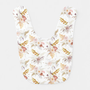 Boho Beige, Pampas Grass Terracotta Watercolour We Baby Bib