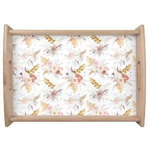Boho Beige, Pampas Grass Terracotta Watercolour We Serving Tray