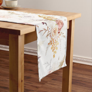 Boho Beige, Pampas Grass Terracotta Watercolour We Short Table Runner