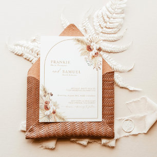 Boho Beige Pampas Grass Wedding Invitation