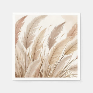 Boho Beige Pampas Grass Wedding Napkins