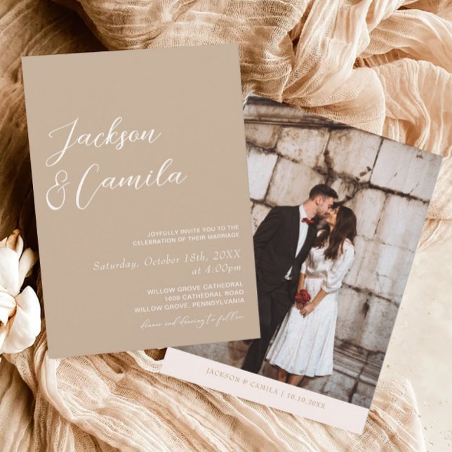 Boho Beige Photo Wedding  Invitation (Creator Uploaded)