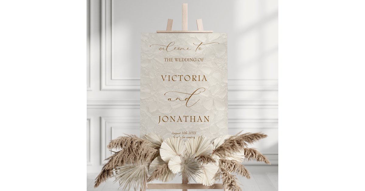 Boho Beige Tan Wedding Welcome Sign | Zazzle