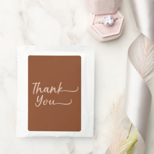 Boho Beige Trendy Thank You Favor Tea Bag Drink Mix