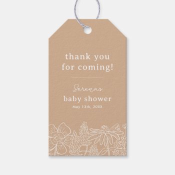 Boho Beige Wildflower Favor Gift Tag by Low_Star_Studio at Zazzle