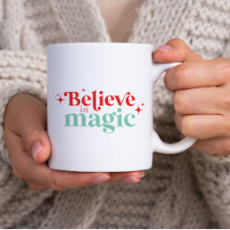 Boho Believe in Magic Christmas modern font Coffee Mug