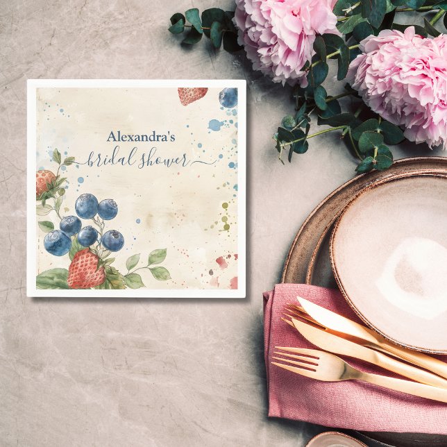 Boho Berry Sweet Strawberry Bridal Shower  Napkins (Creator Uploaded)