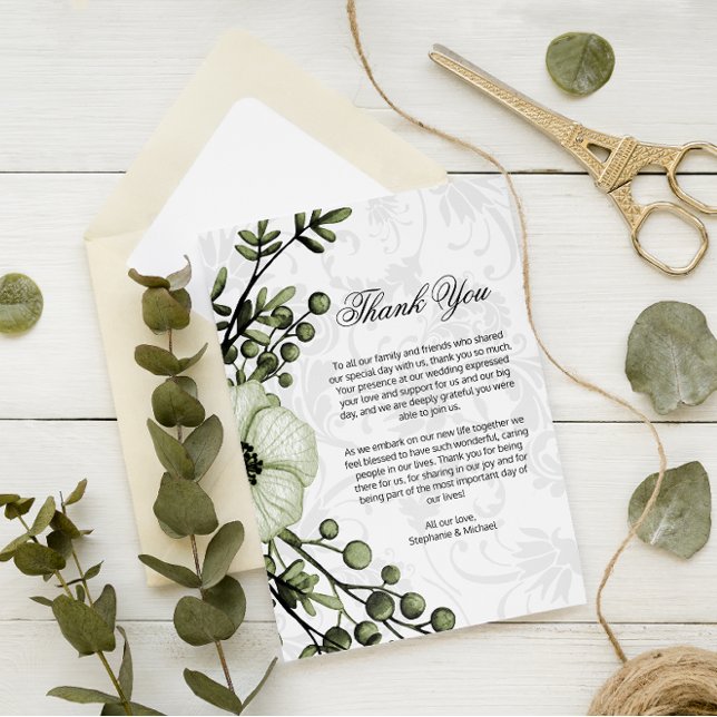 Boho Berry Wreath Green Wedding Thank You Enclosure Card (Creator Uploaded)