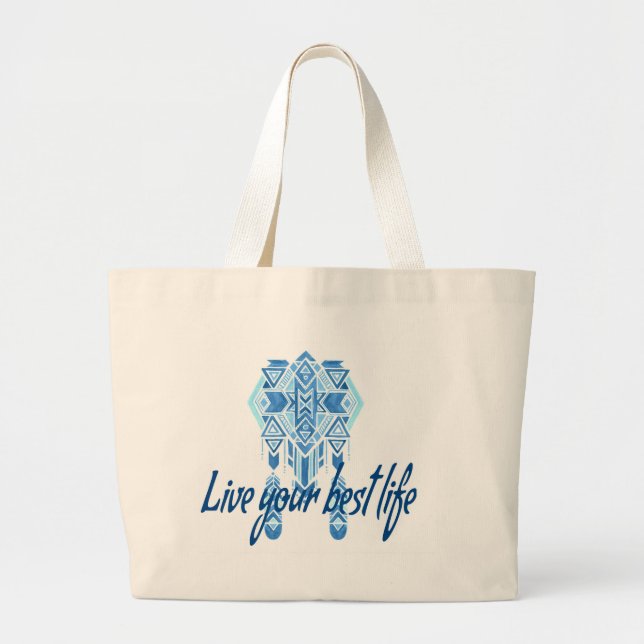 Boho Best Life Large Tote Bag (Front)