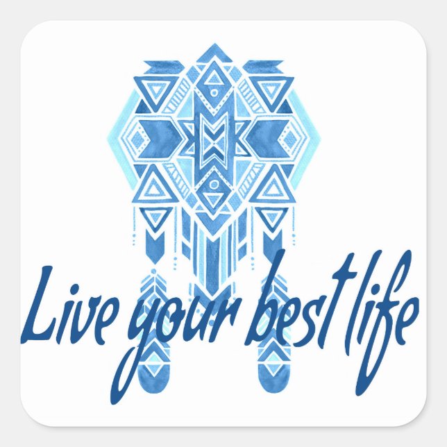 Boho Best Life Watercolor Square Sticker (Front)