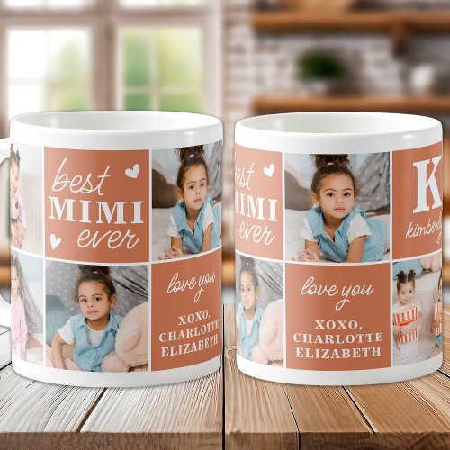 Boho Best MIMI Ever Custom Modern Grandma 7 Photo Coffee Mug