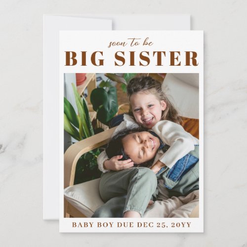 Boho Big Sister Pregnancy Photo Announcements