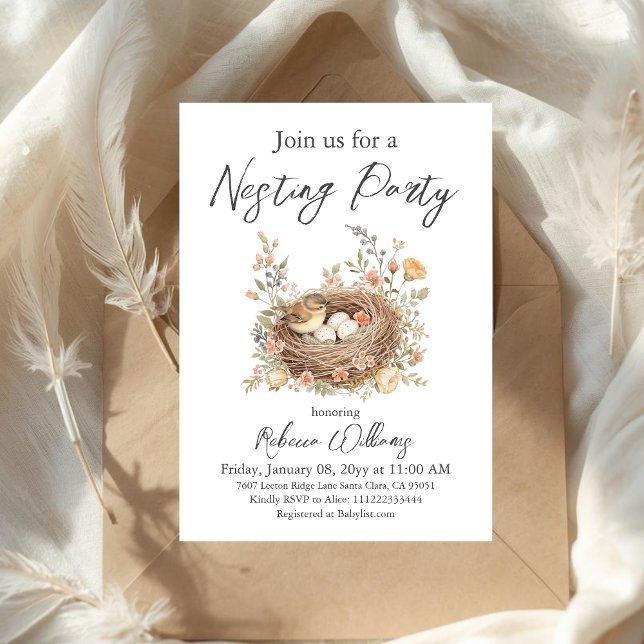 Boho Bird Feather Your Nest Baby Shower Invitation (Creator Uploaded)