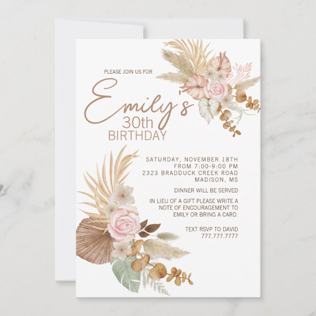 Boho Birthday Invitation - Any Age (Front)