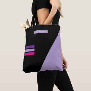Boho Black Abstract Trendy Girly Tote Bag