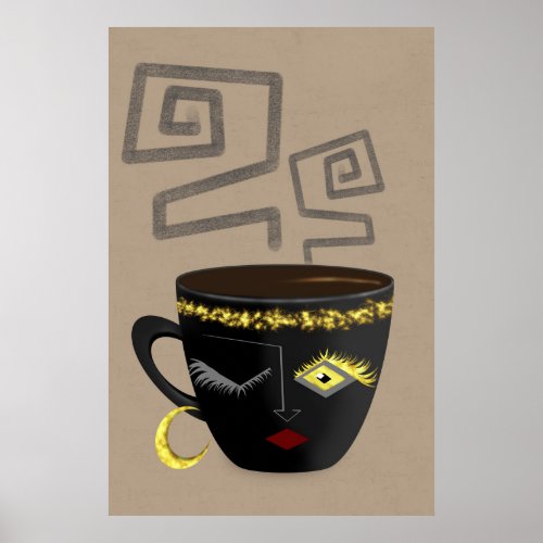 Boho black African Arabic coffees  cup part 2 Poster