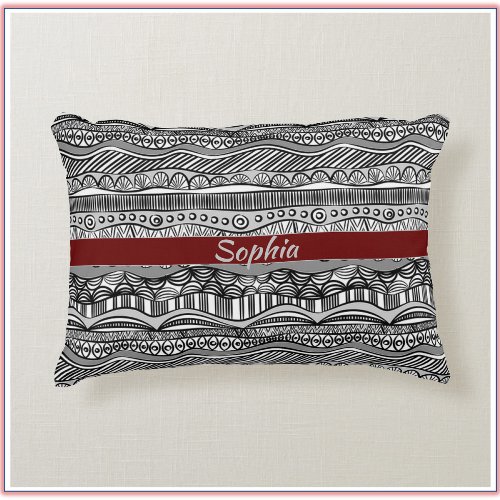 Boho Black and White Ethnic Accent Pillow